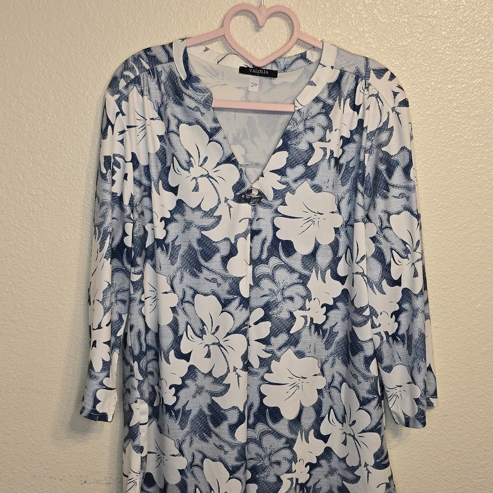 Maggy Blue and White Floral Blouse